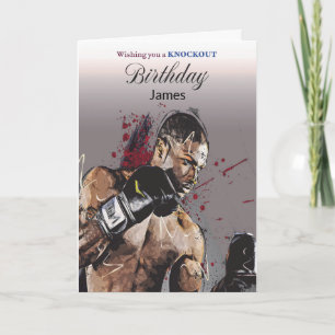 Carte d'anniversaire personnalisée KO Boxe