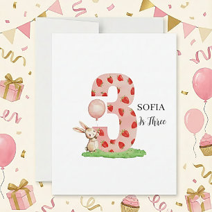 Carte d'anniversaire personnalisée Lapin 3 ans Fil
