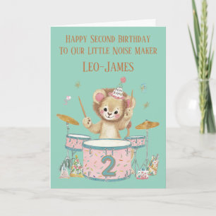 Carte d'anniversaire personnalisée Lion jouant de