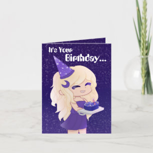 Carte d'anniversaire personnalisée Lune et Galaxie