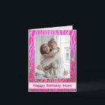 Carte d'anniversaire personnalisée Maman Pink Tige<br><div class="desc">Voici notre carte d'anniversaire Maman personnalisable avec demi-Parties scintillant Pink Tiger Imprimer en tant qu'arrière - plan de l'avant et de l'arrière. C'est un design unique et audacieux pour célébrer et apprécier votre mère. Modifiez l'image et personnalisez le texte comme vous le souhaitez. Utilisez les outils de conception pour ajouter...</div>