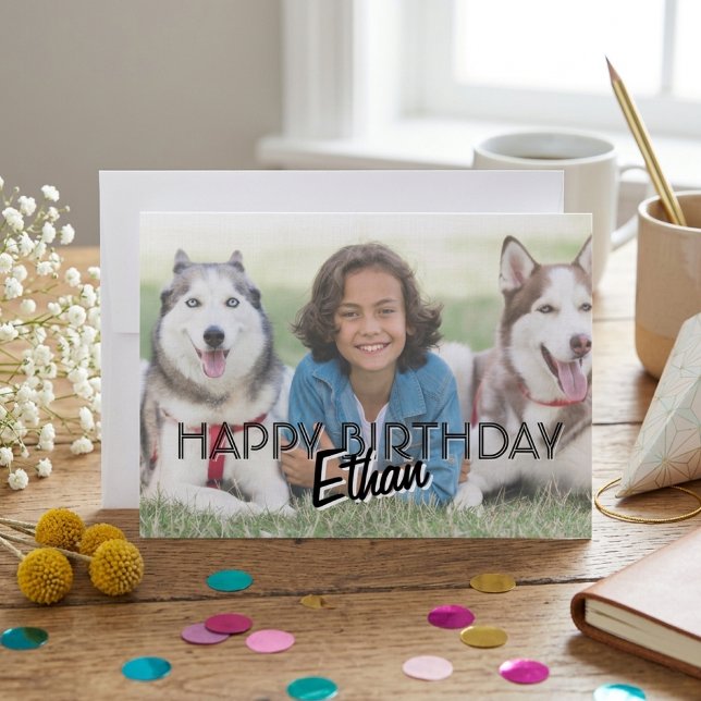 Carte d'anniversaire personnalisée moderne avec ph (Créateur téléchargé)
