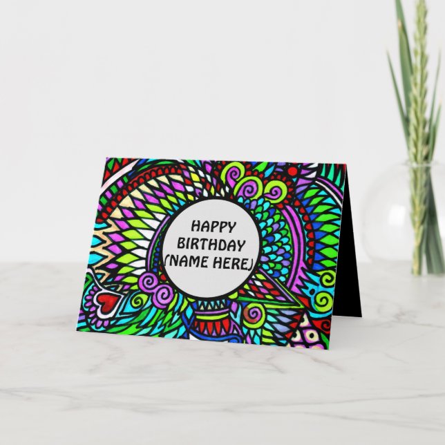 Carte d'anniversaire personnalisée Motif funky (Devant)