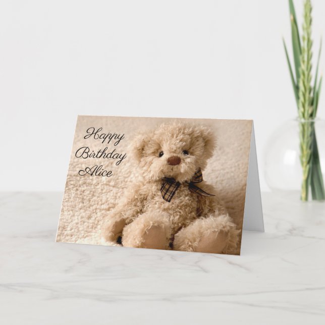 Carte d'anniversaire personnalisée - Nounours en p (Devant)