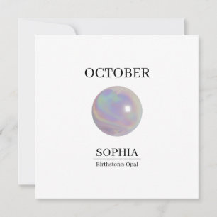 Carte d'anniversaire personnalisée Opale d'Octobre