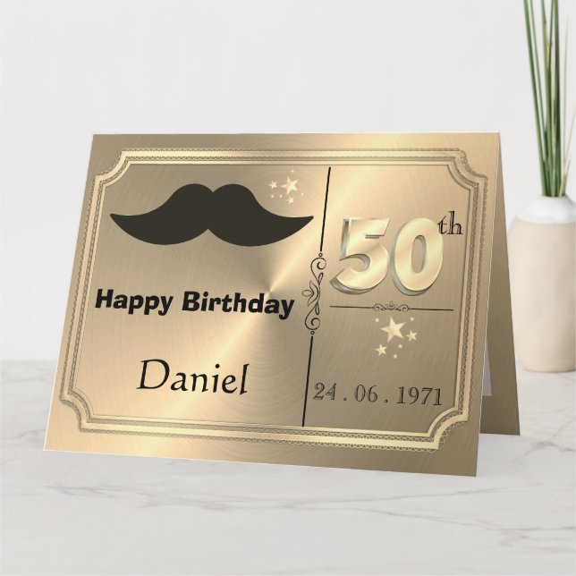 Carte d'anniversaire personnalisée Or pour homme 5 (Devant)