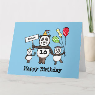Carte d'anniversaire personnalisée Panda Party pou