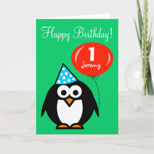 Carte d'anniversaire personnalisée   Pingouin avec