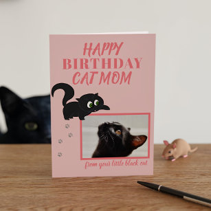 RuxandCip Carte d'anniversaire chat noir avec fleurs 2023 : :  Fournitures de bureau