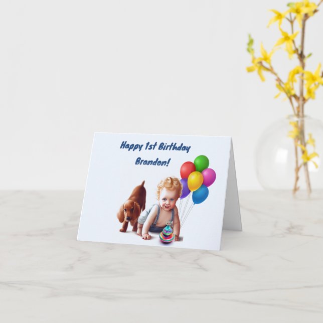 Carte d'anniversaire personnalisée pour bébé garço (Fleur jaune)