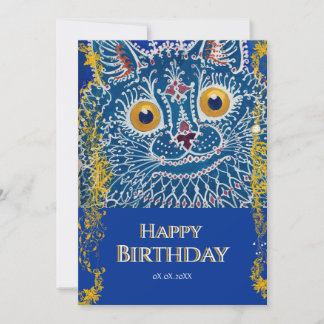 Carte d'anniversaire personnalisée pour chat bleu 