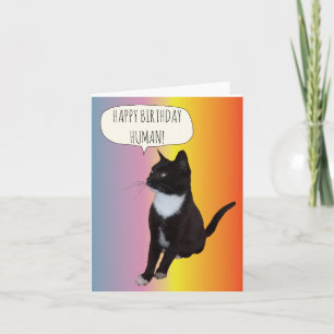 Carte d'anniversaire personnalisée pour chat noir 