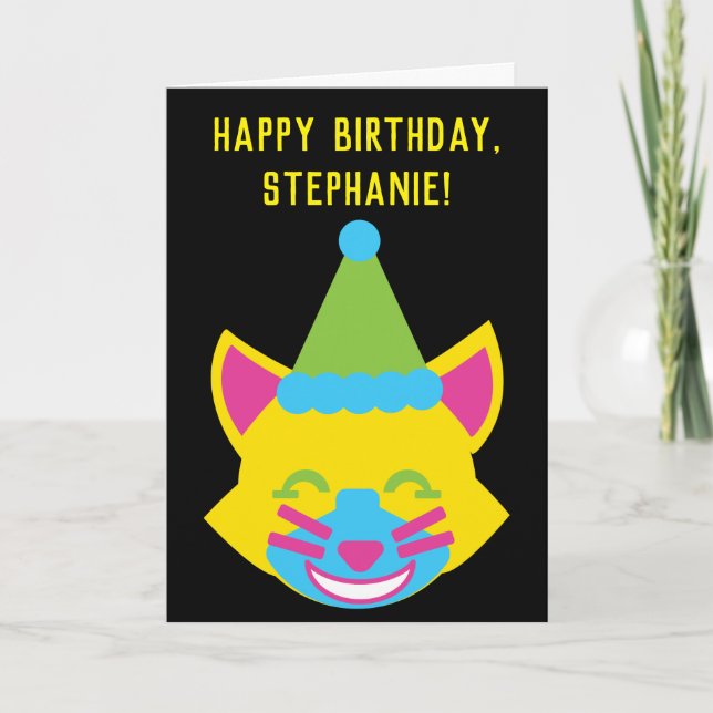 Carte d'anniversaire personnalisée pour chats lumi (Devant)