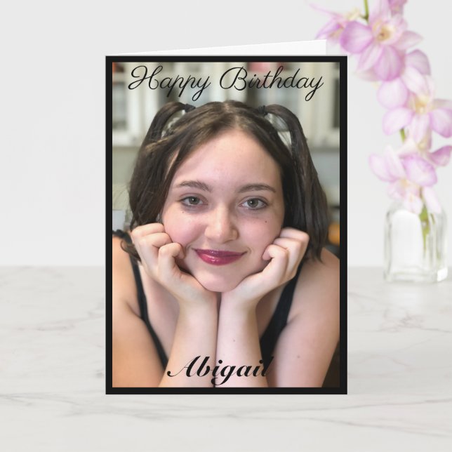 Carte d'anniversaire personnalisée pour fille phot (Orchidée)