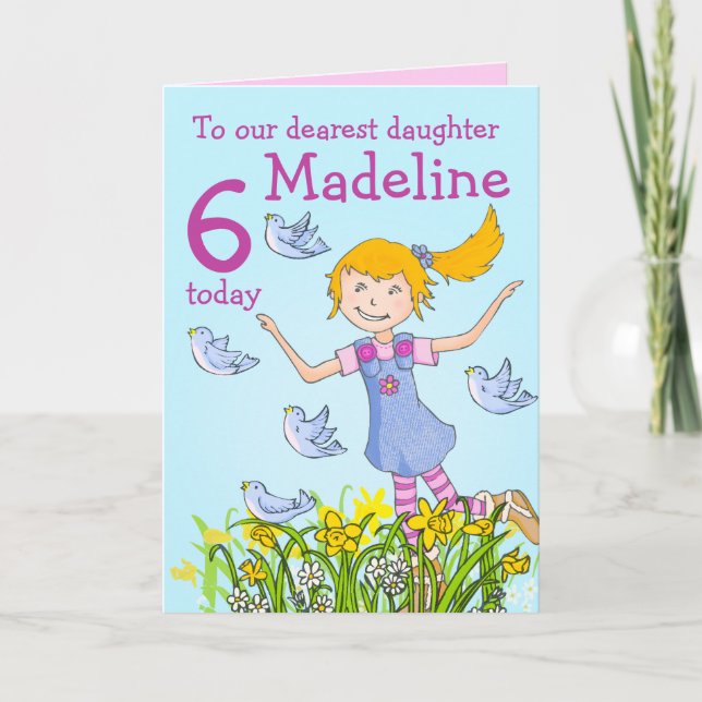 Carte d'anniversaire personnalisée pour fille "pri (Devant)