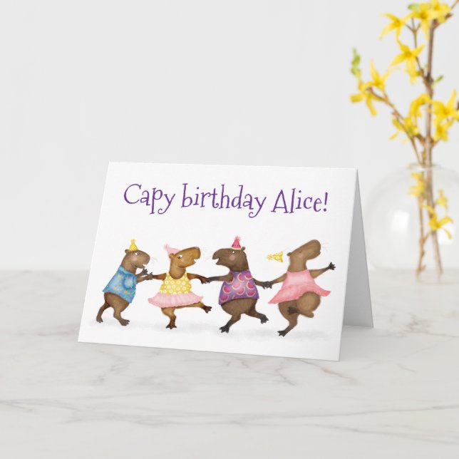 Carte d'anniversaire personnalisée pour les capyba (Fleur jaune)