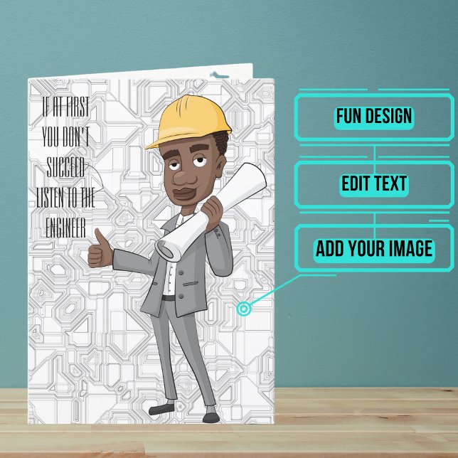 Carte d'anniversaire personnalisée pour un ingénie (This lovely card is specifically for the engineer friend or family member in your life. )