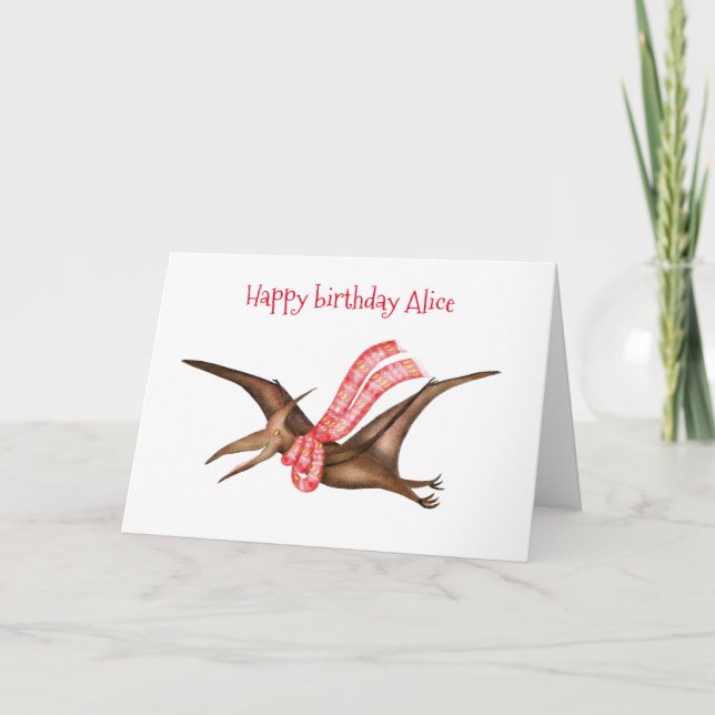 Carte d'anniversaire personnalisée Pterodactyle (Devant)