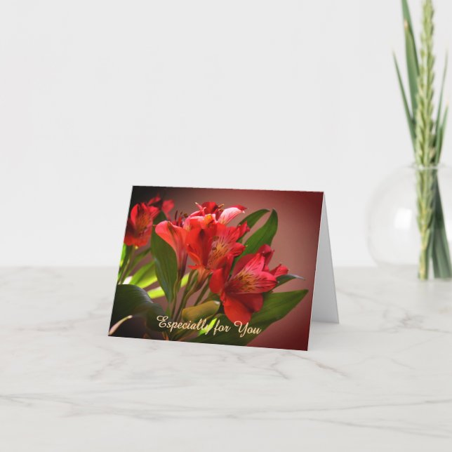 Carte d'anniversaire personnalisée Red Lilies (Devant)