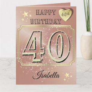 Carte d'anniversaire personnalisée Rose Gold 40 an