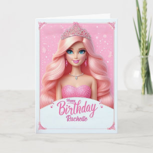 Carte d'anniversaire personnalisée Rose Princesse