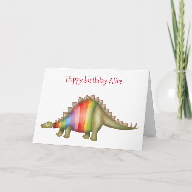 Carte d'anniversaire personnalisée Stegosaurus (Devant)