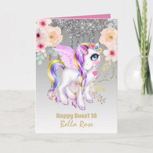 Carte d'anniversaire personnalisée Sweet 16 jolie