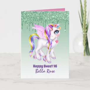Carte d'anniversaire personnalisée Sweet 16 jolie 