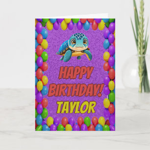 Carte d'anniversaire personnalisée Turtle