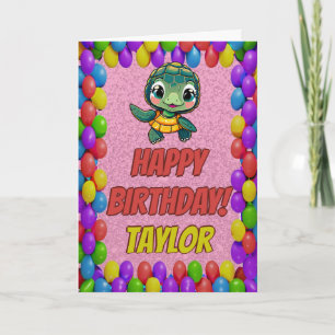 Carte d'anniversaire personnalisée Turtle