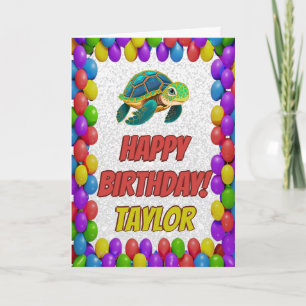 Carte d'anniversaire personnalisée Turtle