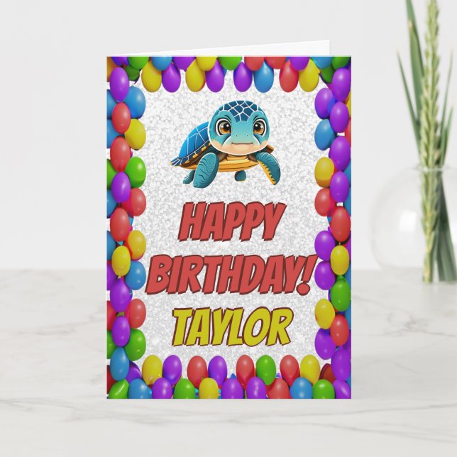 Carte d'anniversaire personnalisée Turtle (Devant)