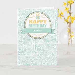 Carte d'anniversaire personnalisée vert menthe et