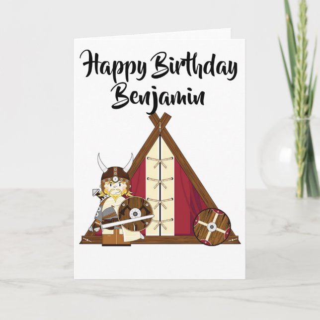 Carte d'anniversaire personnalisée - Viking Warrio (Devant)