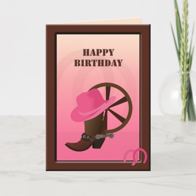 Carte d'anniversaire personnalisée Western Cowgirl (Devant)