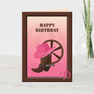 Carte d'anniversaire personnalisée Western Cowgirl