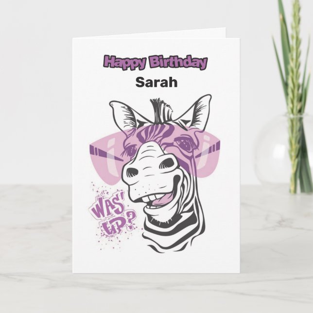 Carte d'anniversaire personnalisée - Zebra glamour (Devant)