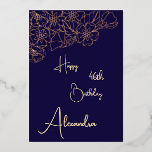 Carte d'anniversaire personnelle Marine & Gold nom