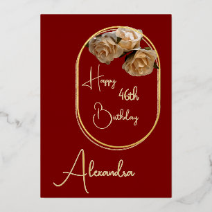 Carte d'anniversaire personnelle Maroon & Gold nom