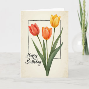Carte d'anniversaire pétale de tulipe joyeuse
