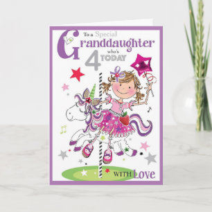 Carte d'anniversaire - Petite-fille qui a 4 ans au