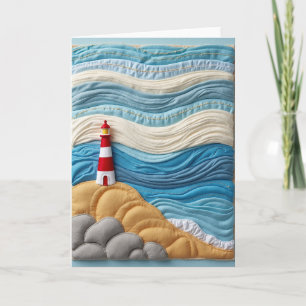 Carte d'anniversaire Phare Brodé