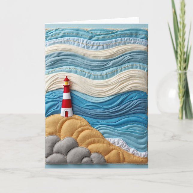 Carte d'anniversaire Phare Brodé (Devant)