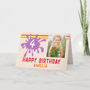 Carte d'anniversaire photo 3 éclaboussures de coul