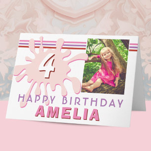 Carte d'anniversaire photo 3 éclaboussures de pein