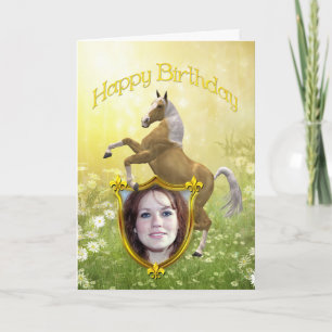 Carte d'anniversaire photo avec cheval d'élevage