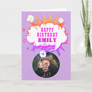 Carte d'anniversaire photo bulle de dessin animé s