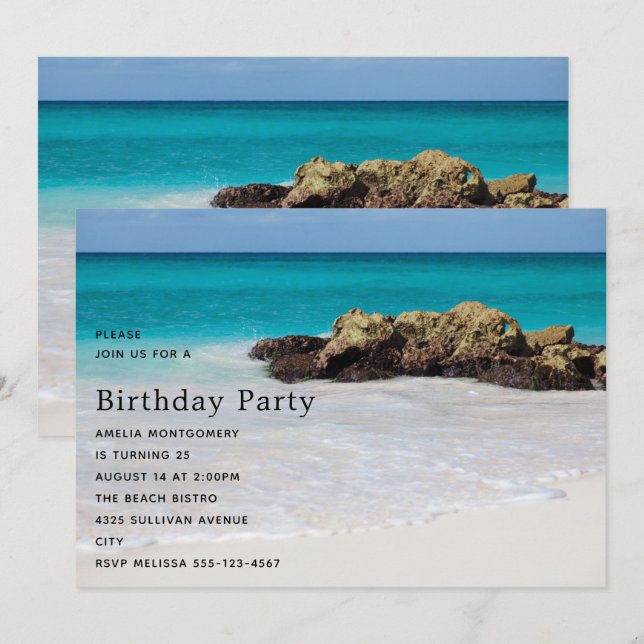 Carte d'anniversaire Photo de plage de sable de l' (Devant / Derrière)