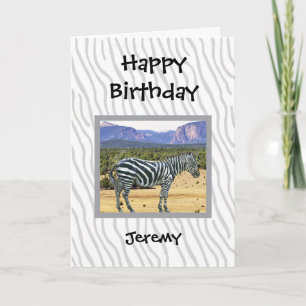 Carte d'anniversaire photo de zèbre pour un enfant
