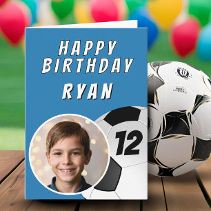 Carte d'anniversaire Photo Foot Ball Bleu